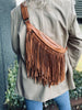Sac banane COW Cognac avec franges