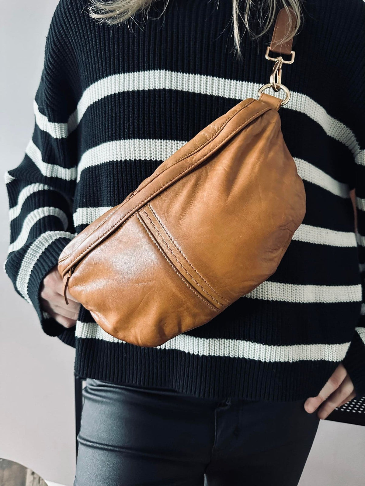 Bumbag m. kontrast - Cognac - VIAMAJA.DK