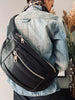 Bumbag XL MIRA - Cuir souple avec fermetures éclair argentées