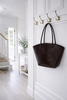 Shopper croco en cuir - Brown