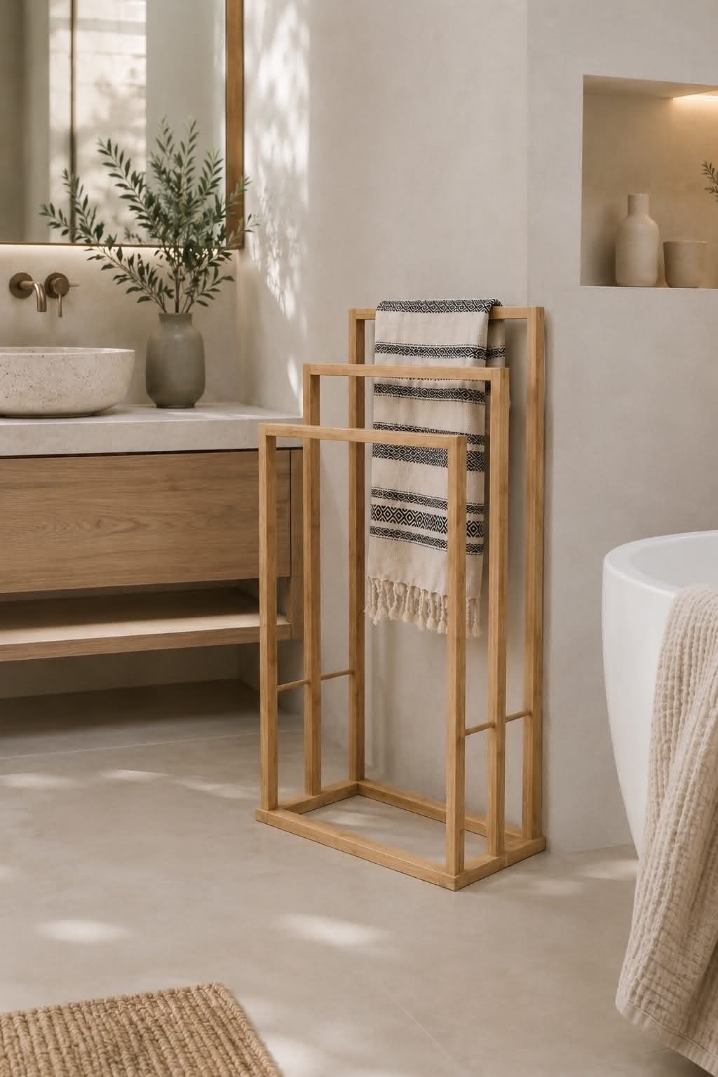 Porte-serviettes en bambou - 3 supports