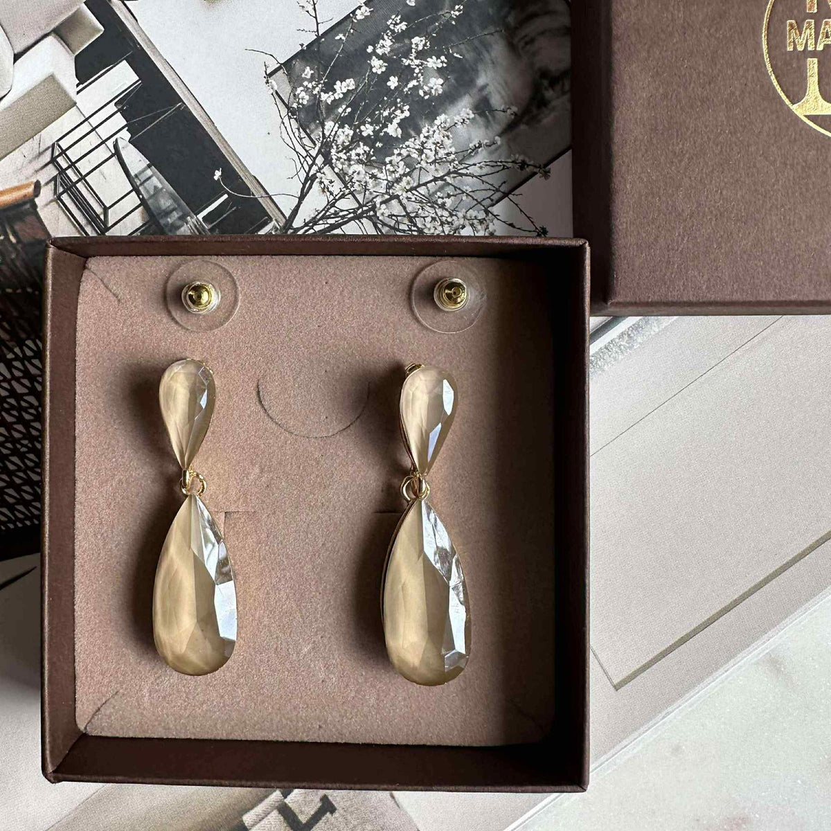 Boucles d’oreilles Maise goutte - Champagne