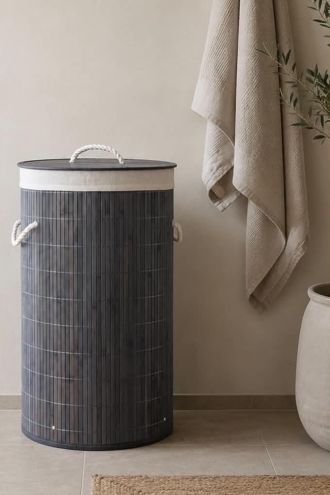 Panier à linge en bambou - Gris