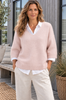 Pull en maille Alpaca à col en V Rose - Depeche