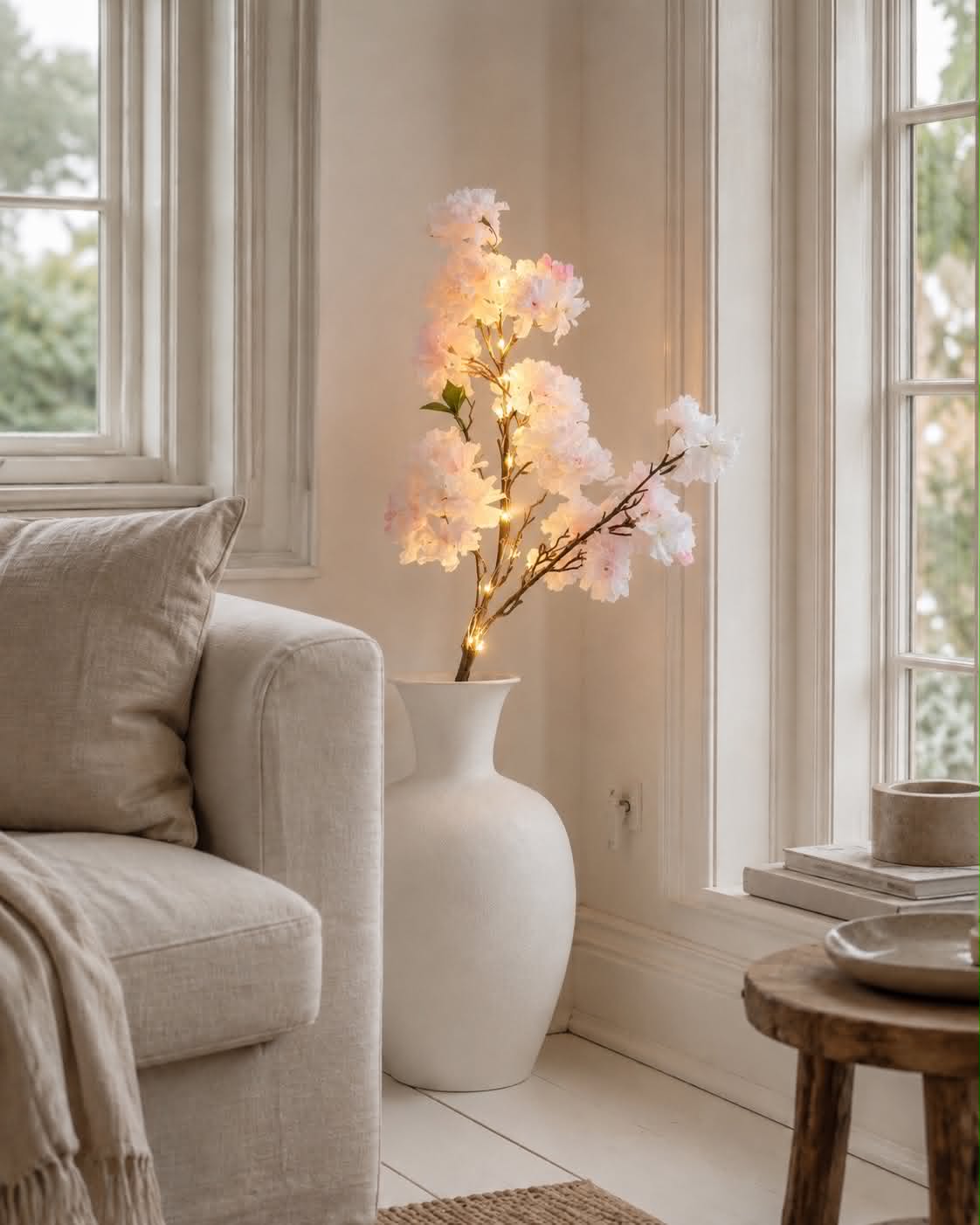 Branche de cerisier japonais lumineuse - Rose