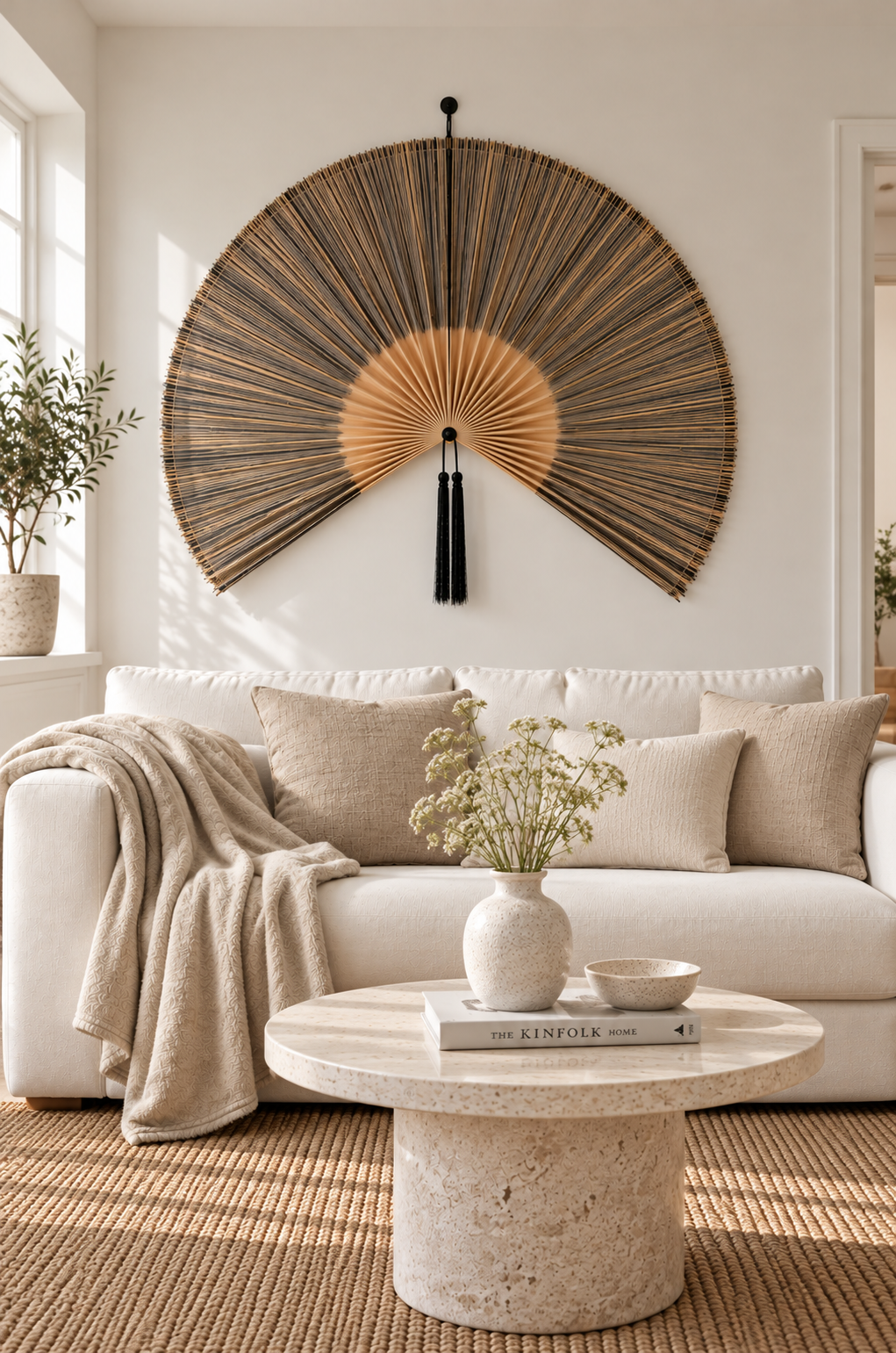 Éventail Nature / Rayé noir – décoration murale