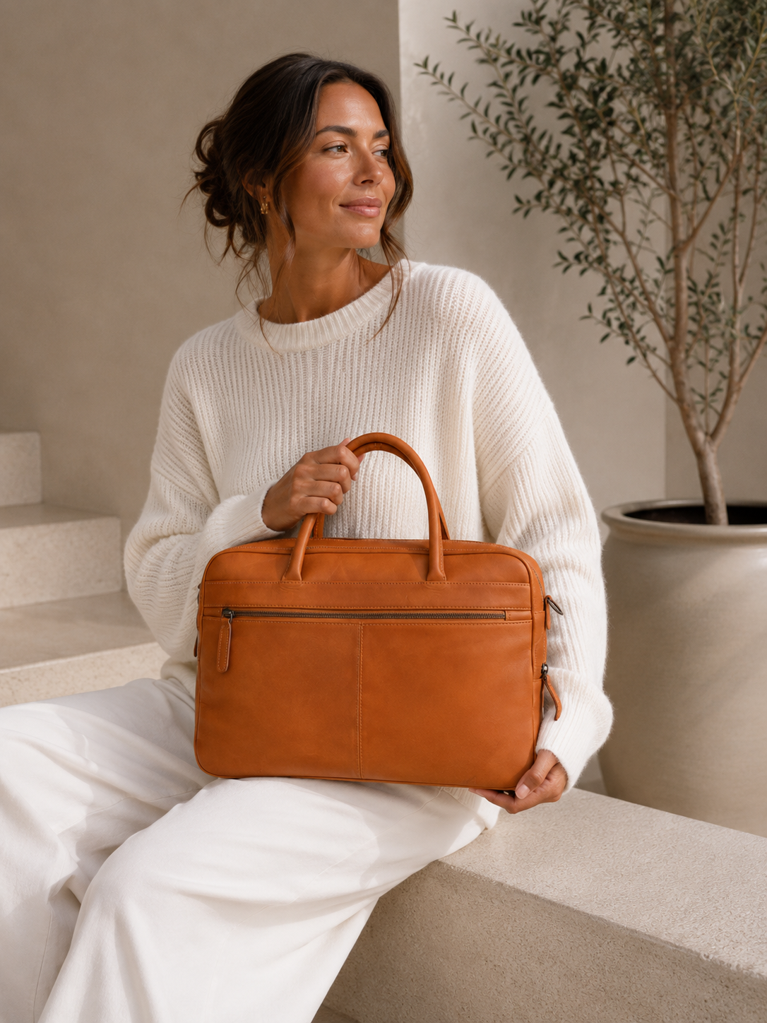 Sac pour ordinateur Faust double - Cognac
