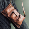 Pochette / sac - twist cool – cuir Brandy de haute qualité