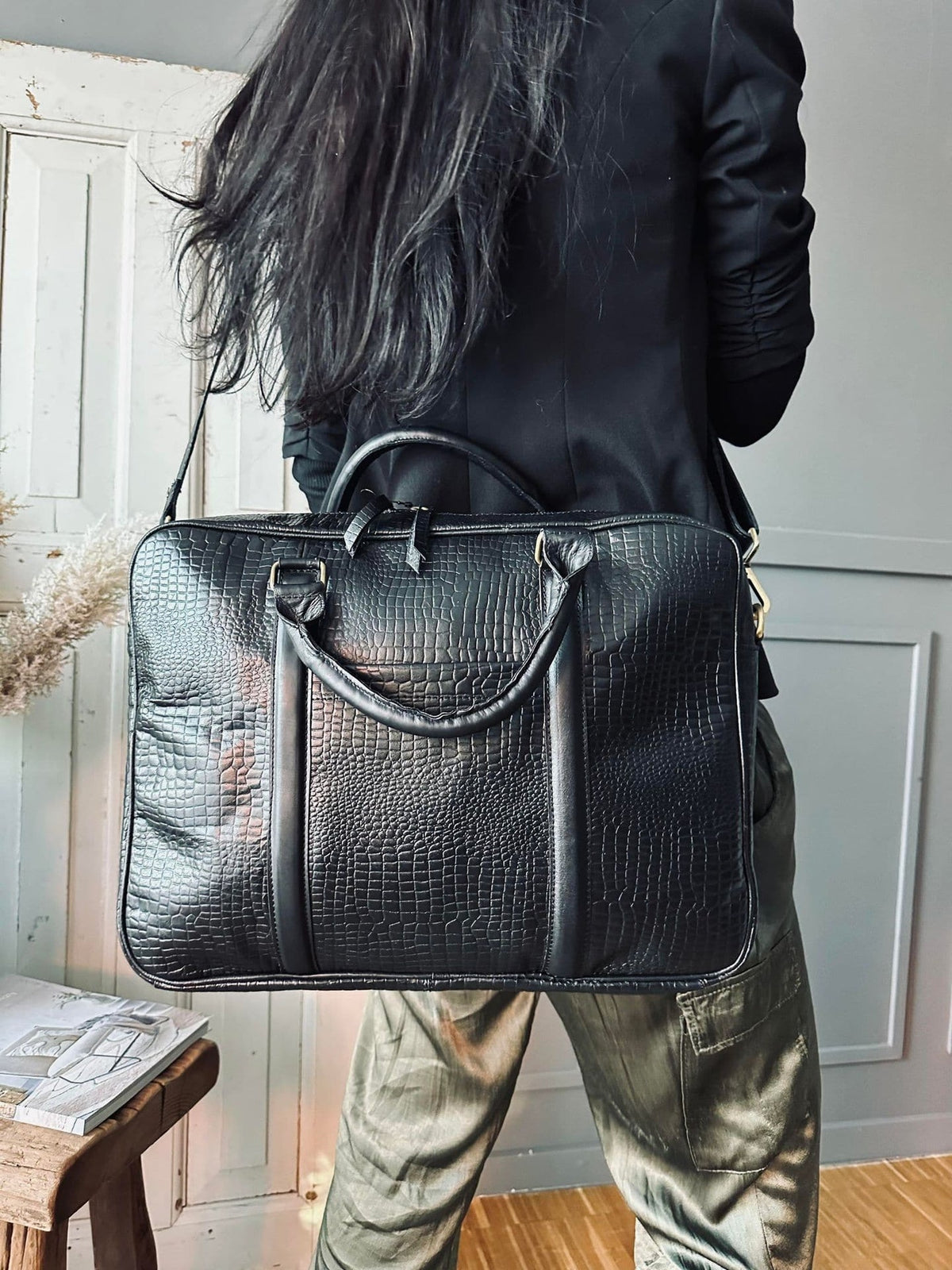 Computertake Croco Black leather - VIAMAJA.DK