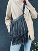 Crossbody COW BLACK - avec franges