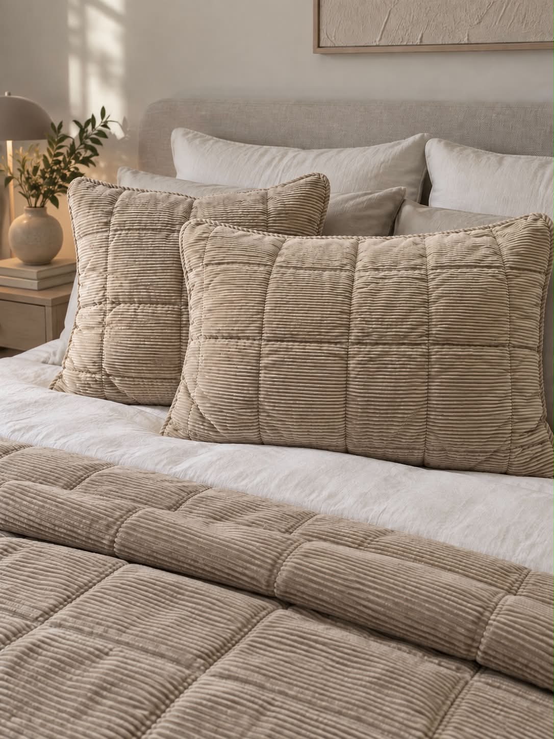 Housse de coussin en velours - Cappuccino