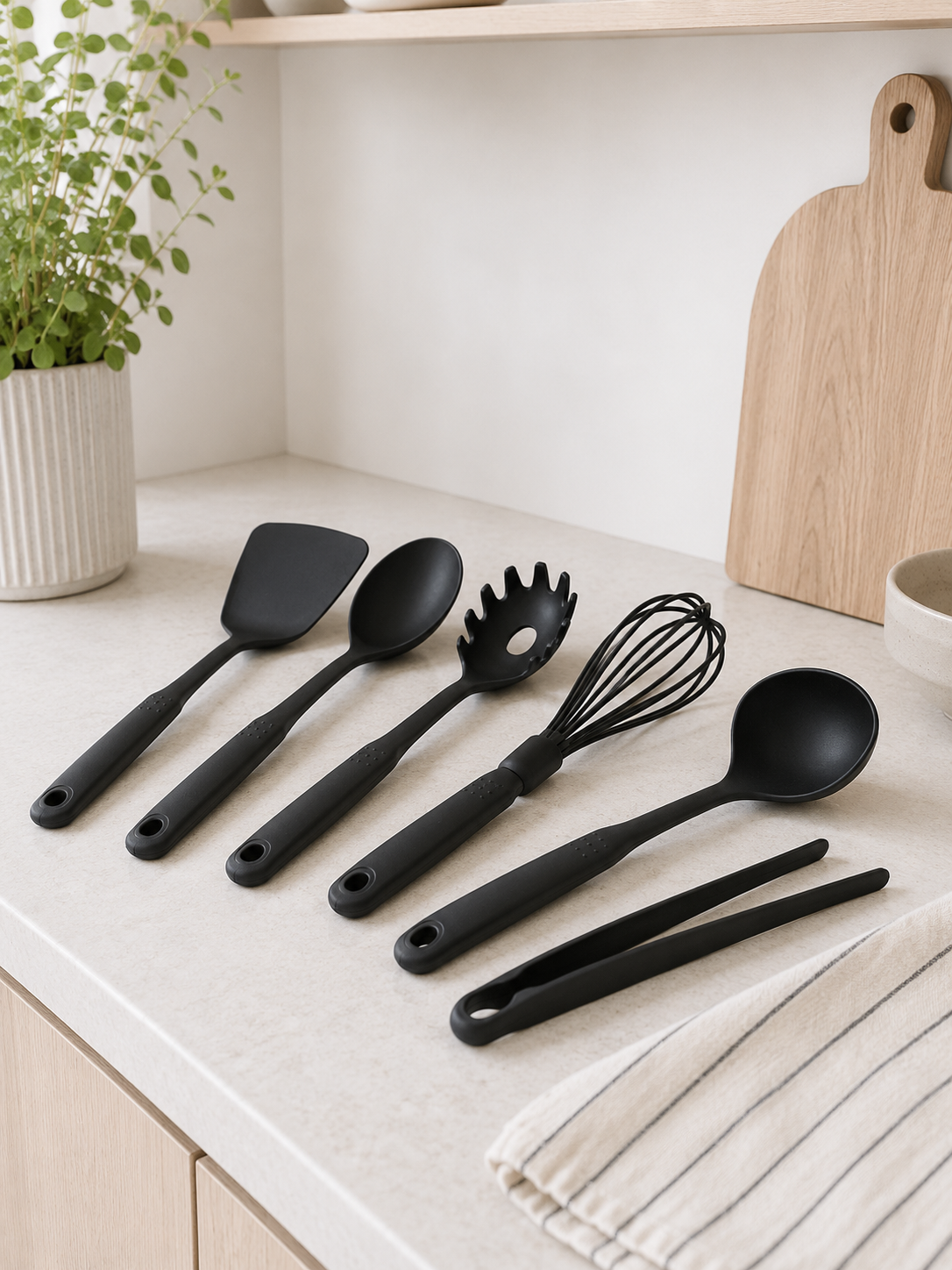Ustensiles de cuisine avec support - 7 pièces
