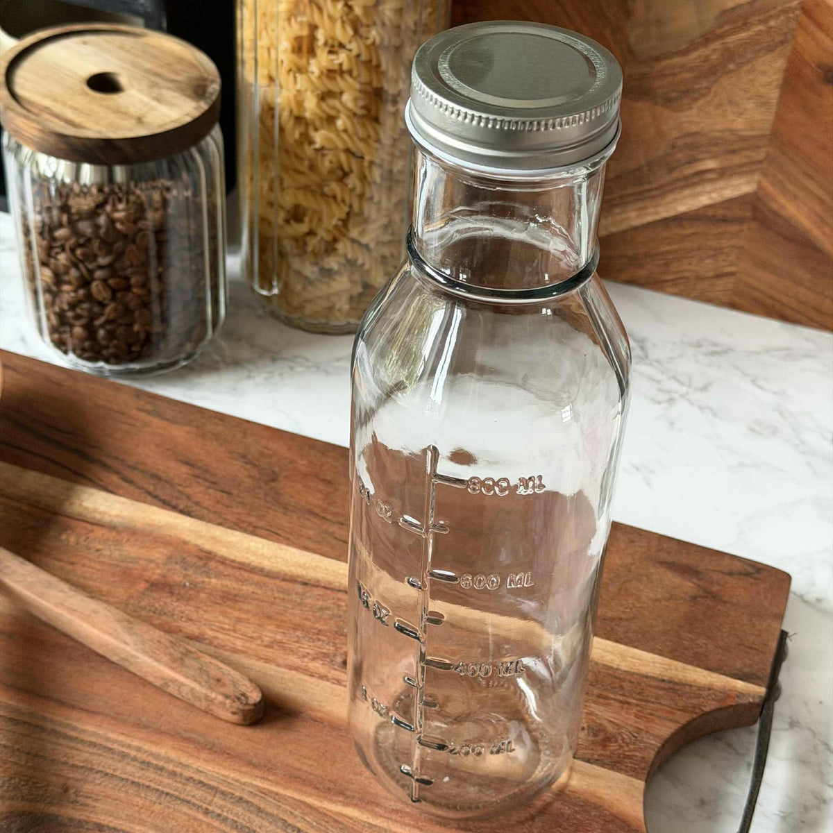 Bouteille en verre avec graduations - 1000 ml