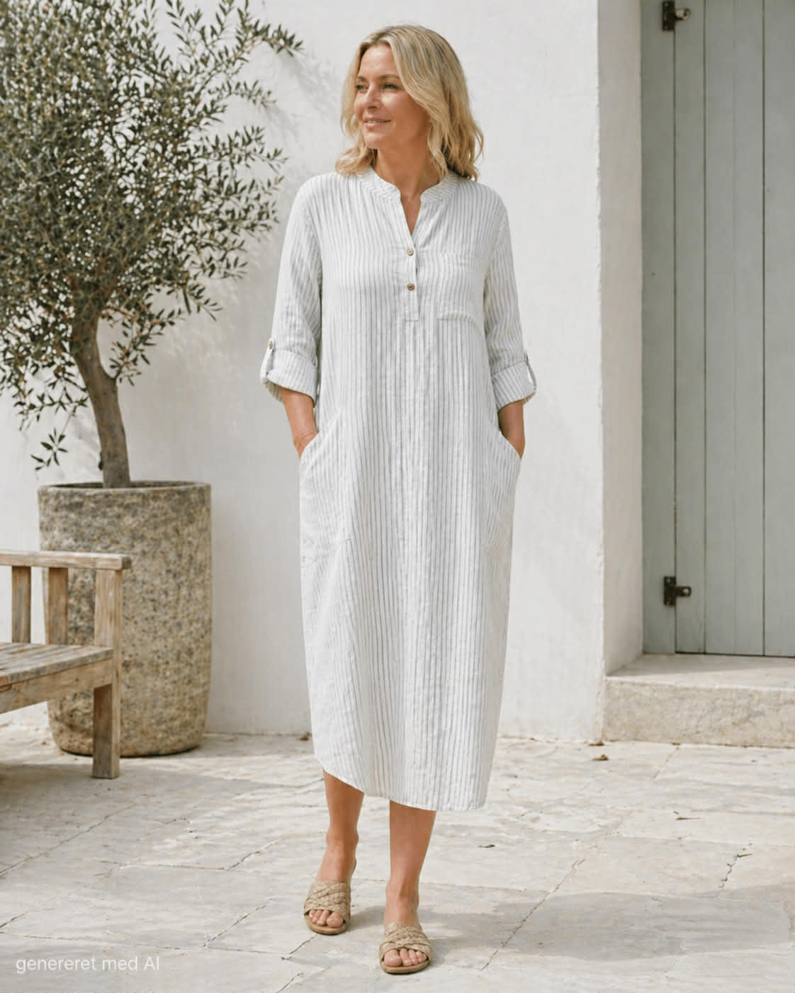 Robe en lin – Grey Stripe