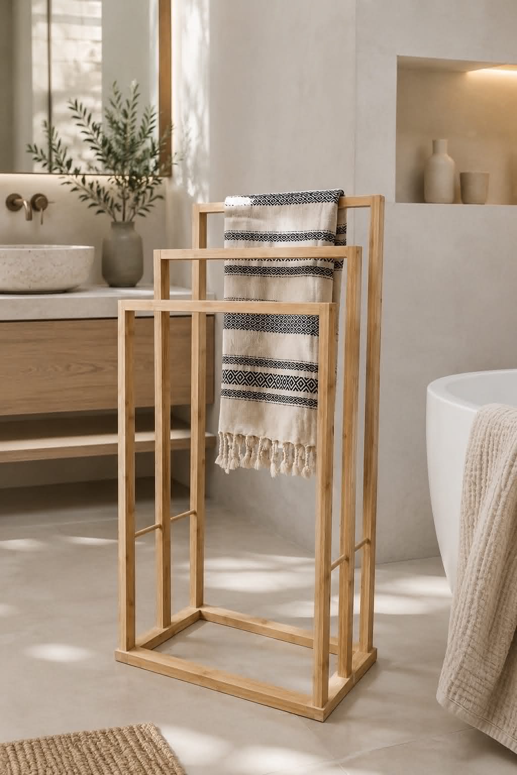 Porte-serviettes en bambou - 3 supports