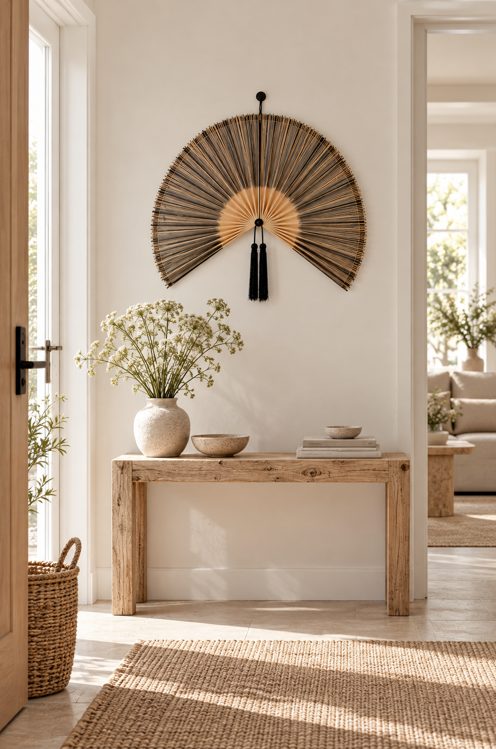 Éventail Nature / Rayé noir – décoration murale