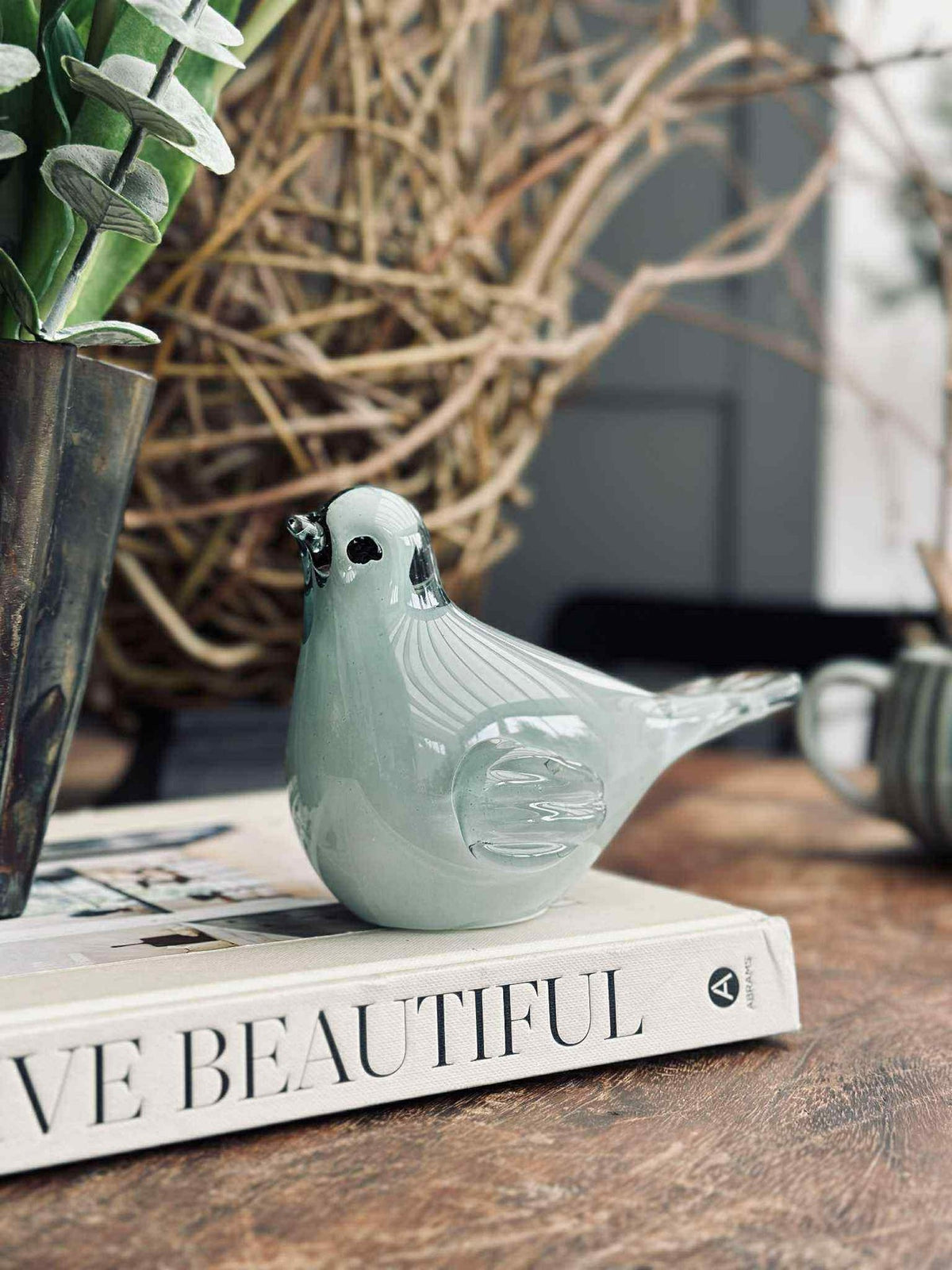 Oiseau LED en verre soufflé - Vert