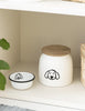 Boîte pour nourriture pour chien blanche avec motif chien et couvercle en bois 2,2 litres