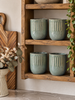 Lot de mugs en grès 4 pcs - Vert doux