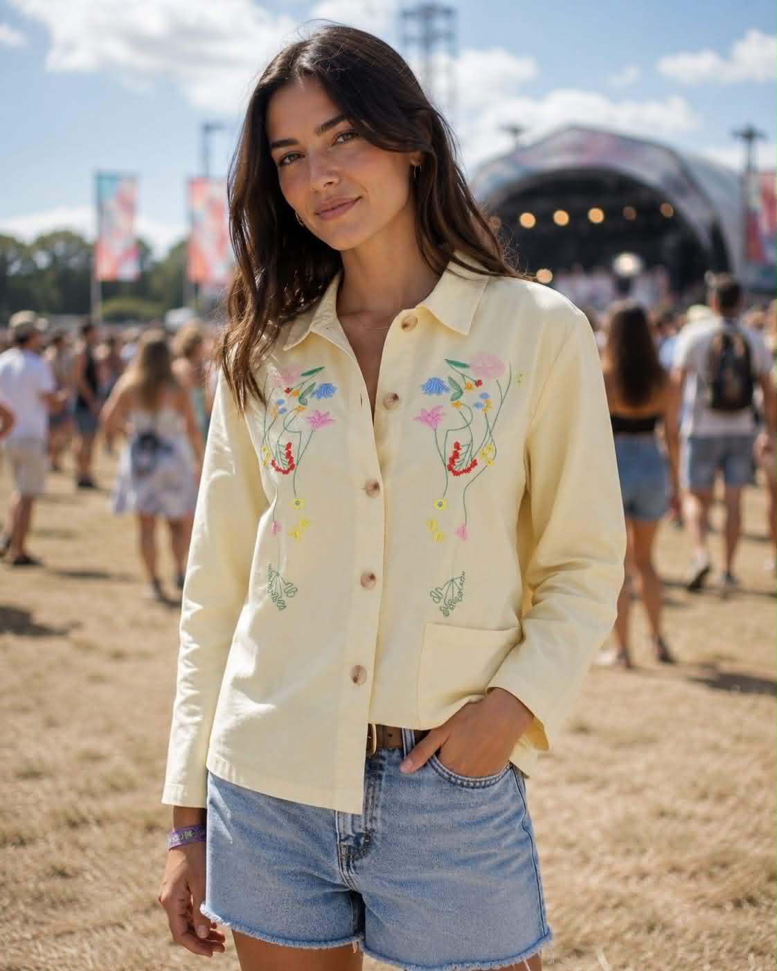 Veste brodée - yellow