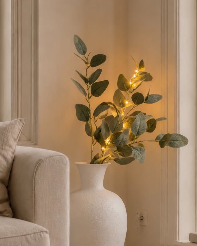 Branche d’eucalyptus avec lumière - 100 cm