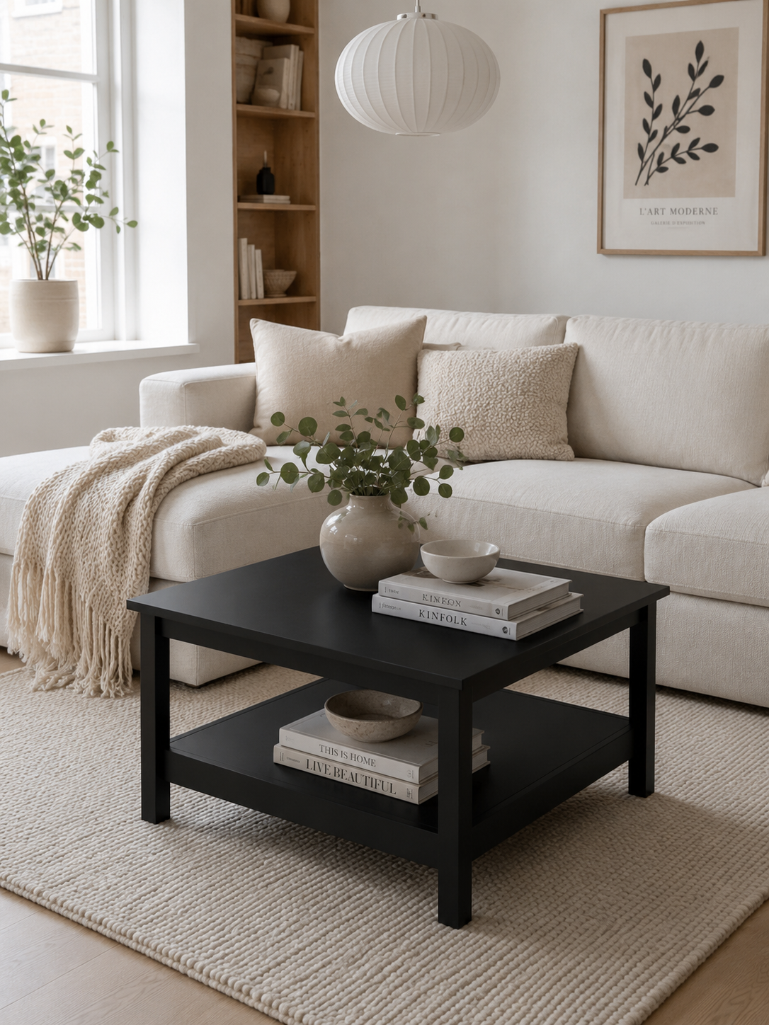 Table basse avec étagère - Noir