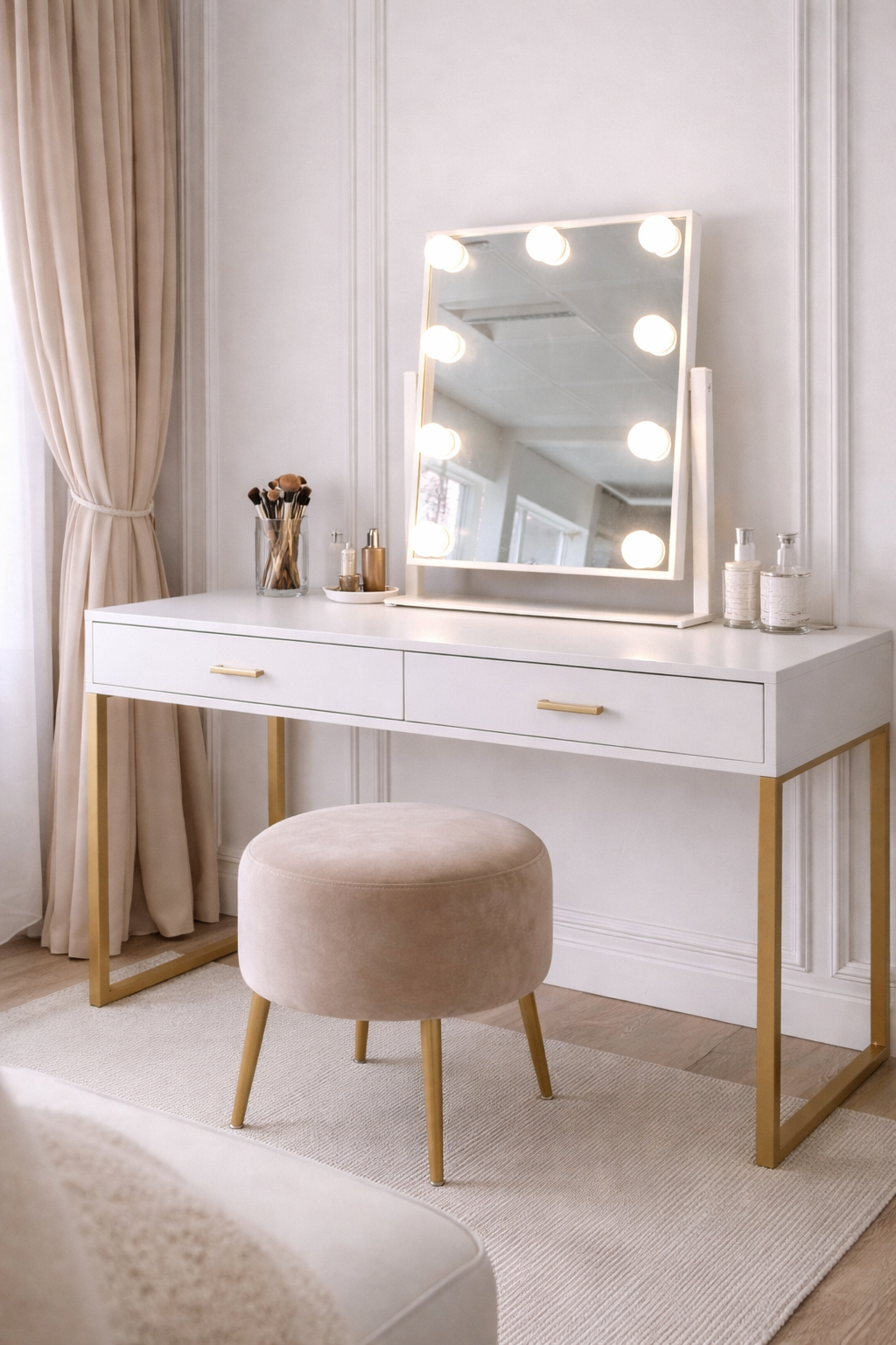 Miroir de maquillage Hollywood - Blanc