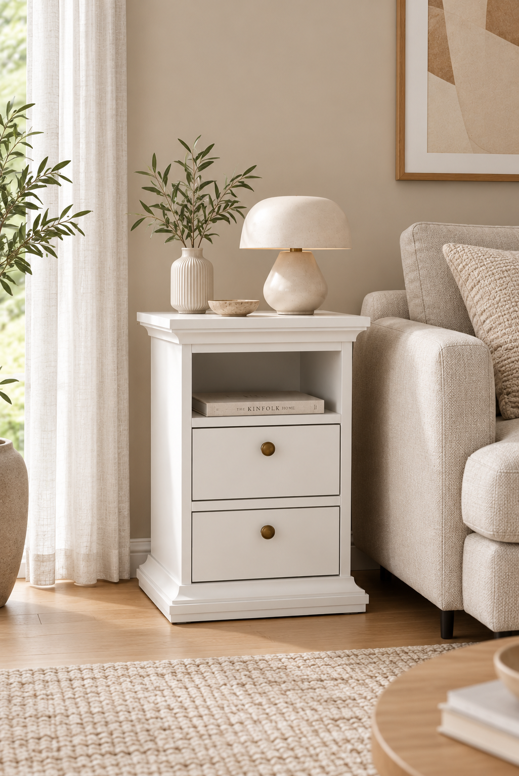 Table de chevet Paris White – 2 tiroirs