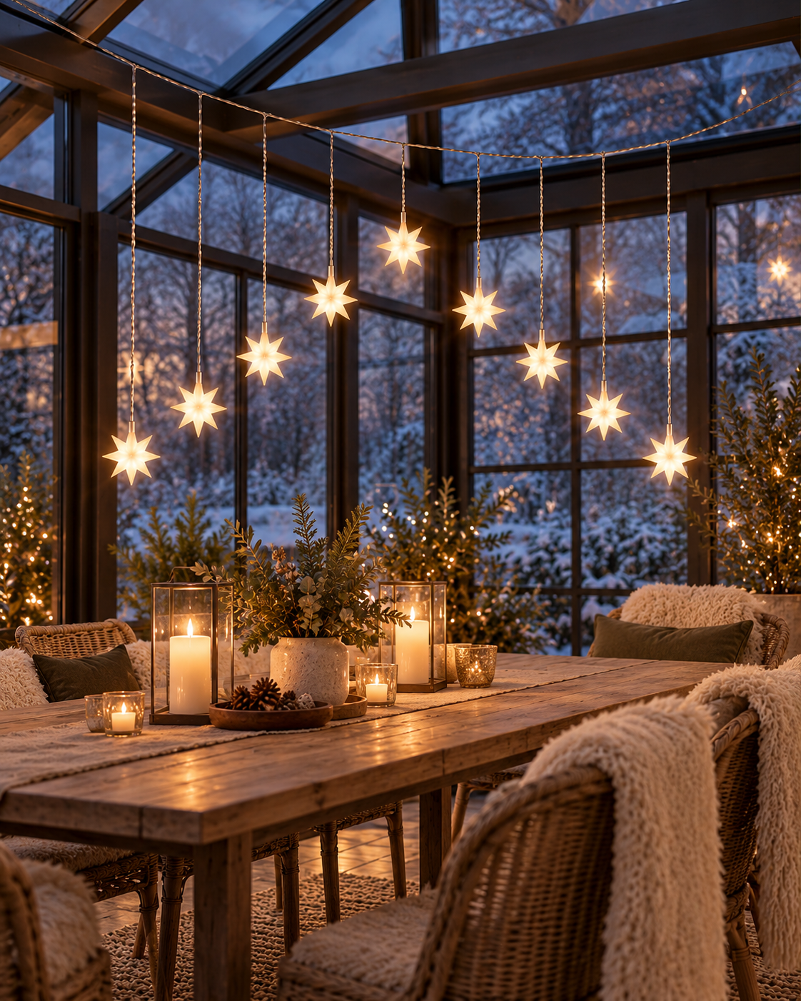 Guirlande lumineuse avec étoiles - Homologuée pour intérieur et extérieur