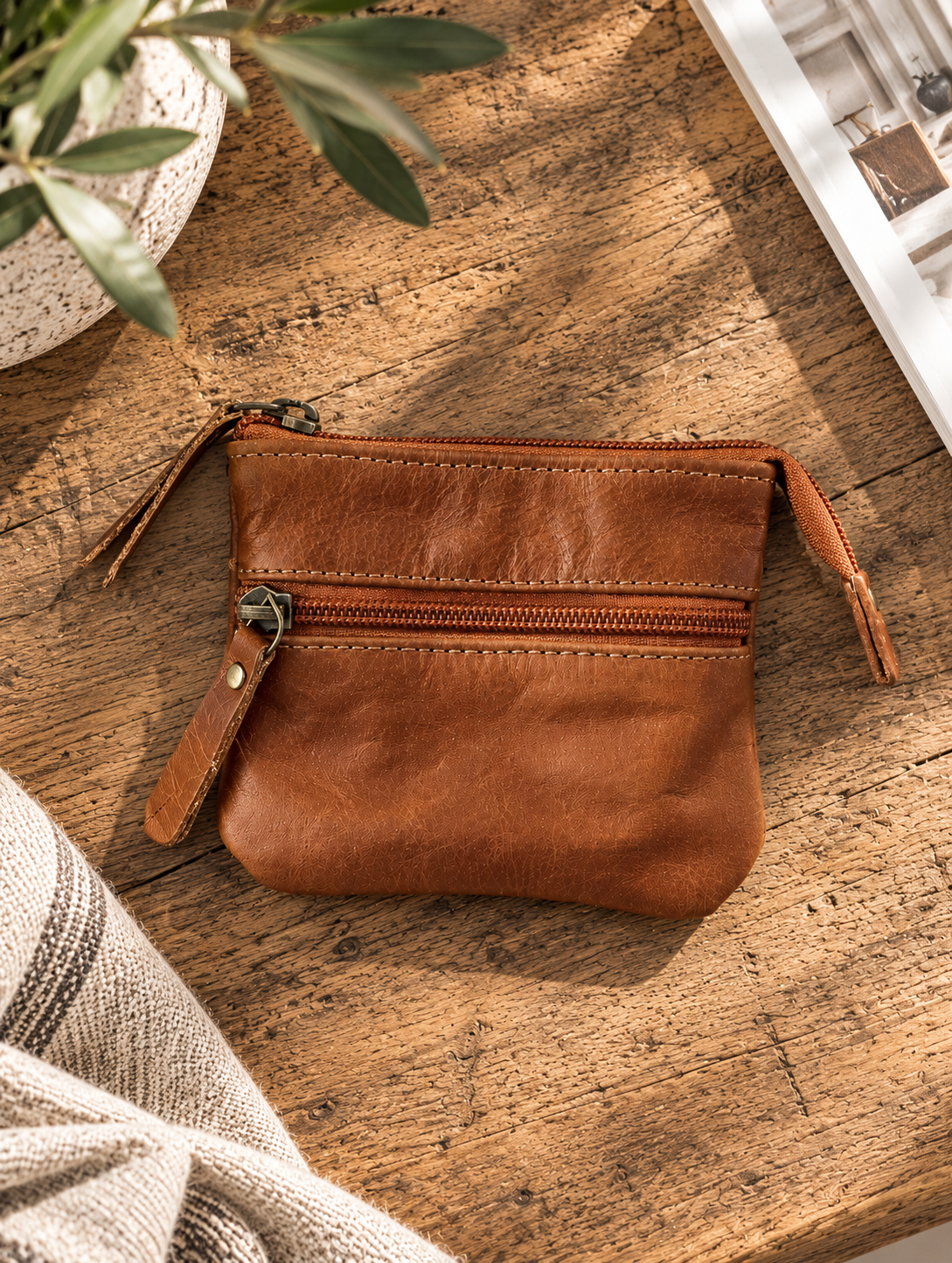 Portefeuille Cognac Cuir de Buffle