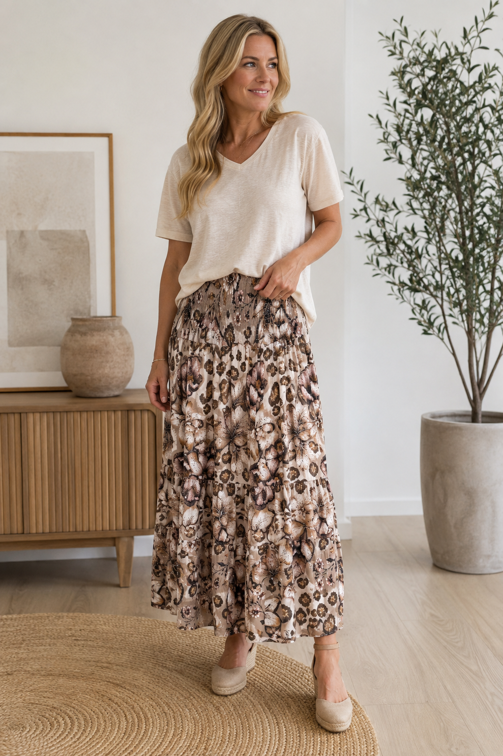 Jupe fleur camello