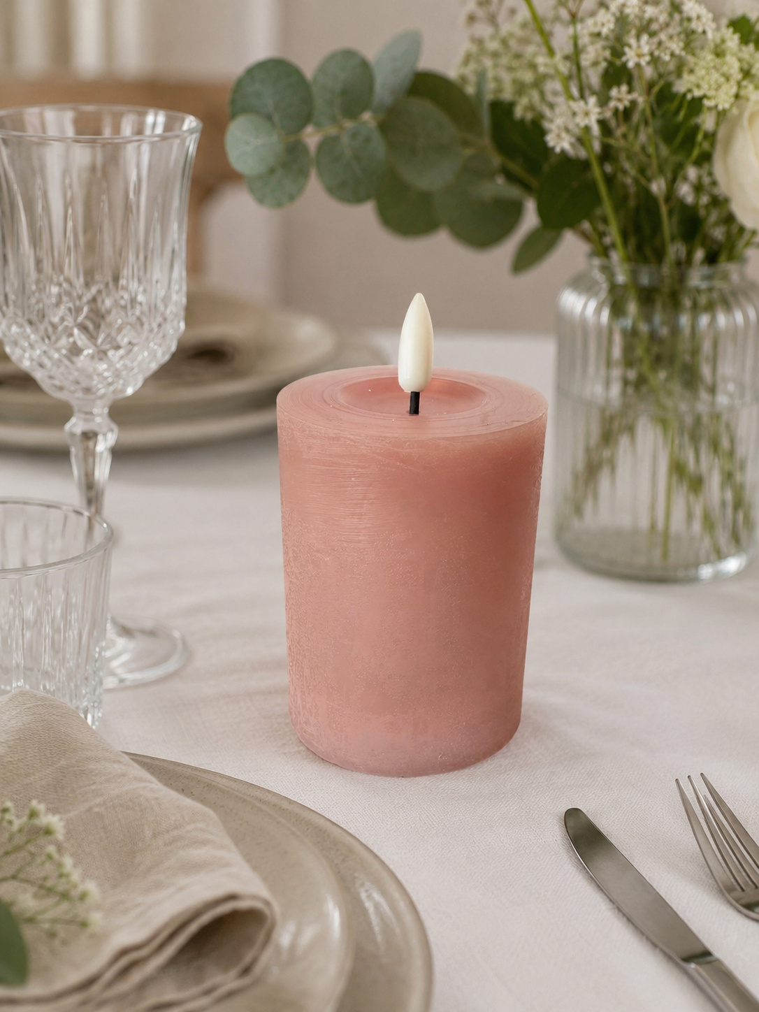 Bloc lumineux LED 7,5x10 cm - Rose ancien
