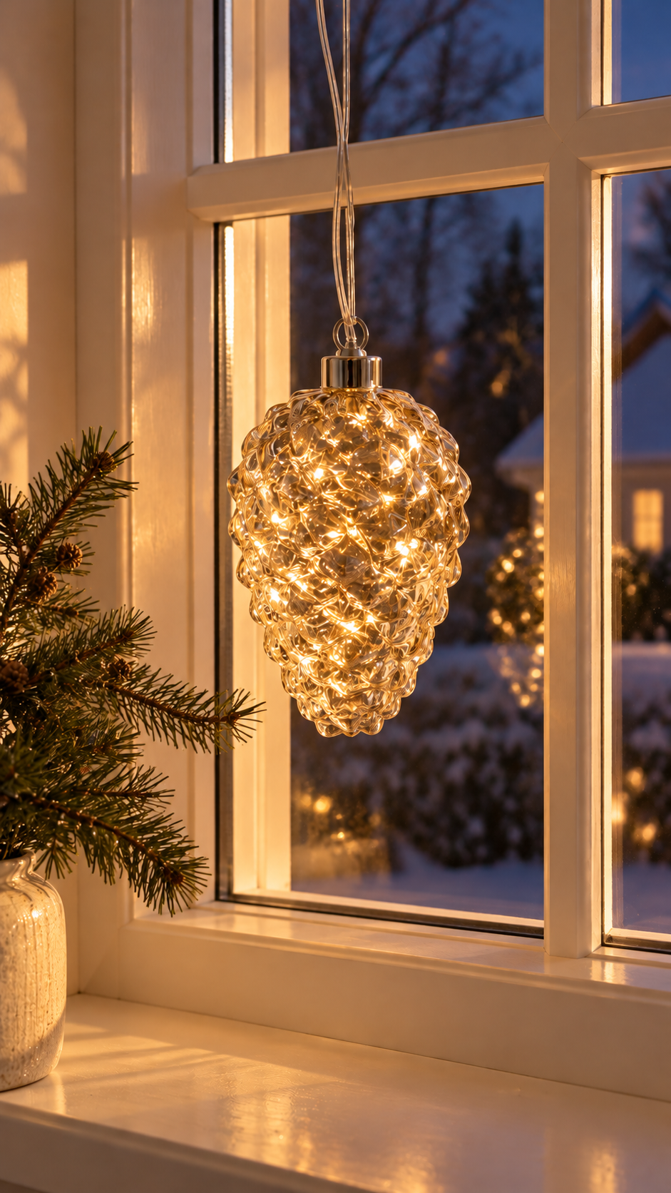 Pomme de pin lumineuse – décoration LED en verre