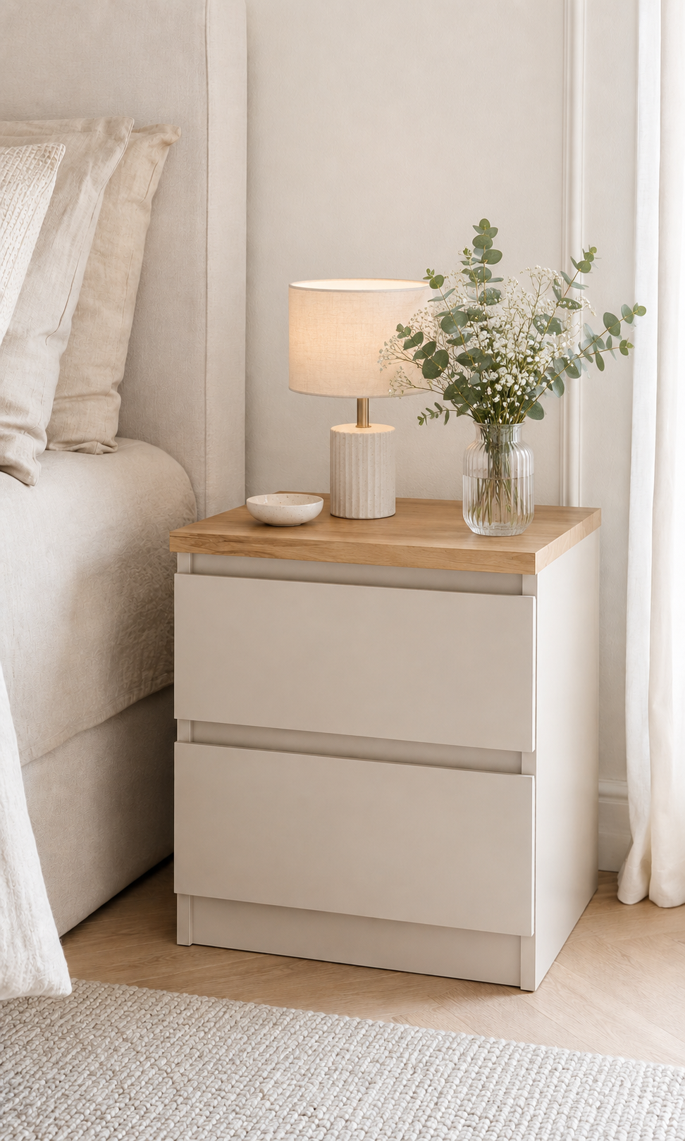 Table de chevet - Hickory / cashmere à 2 tiroirs