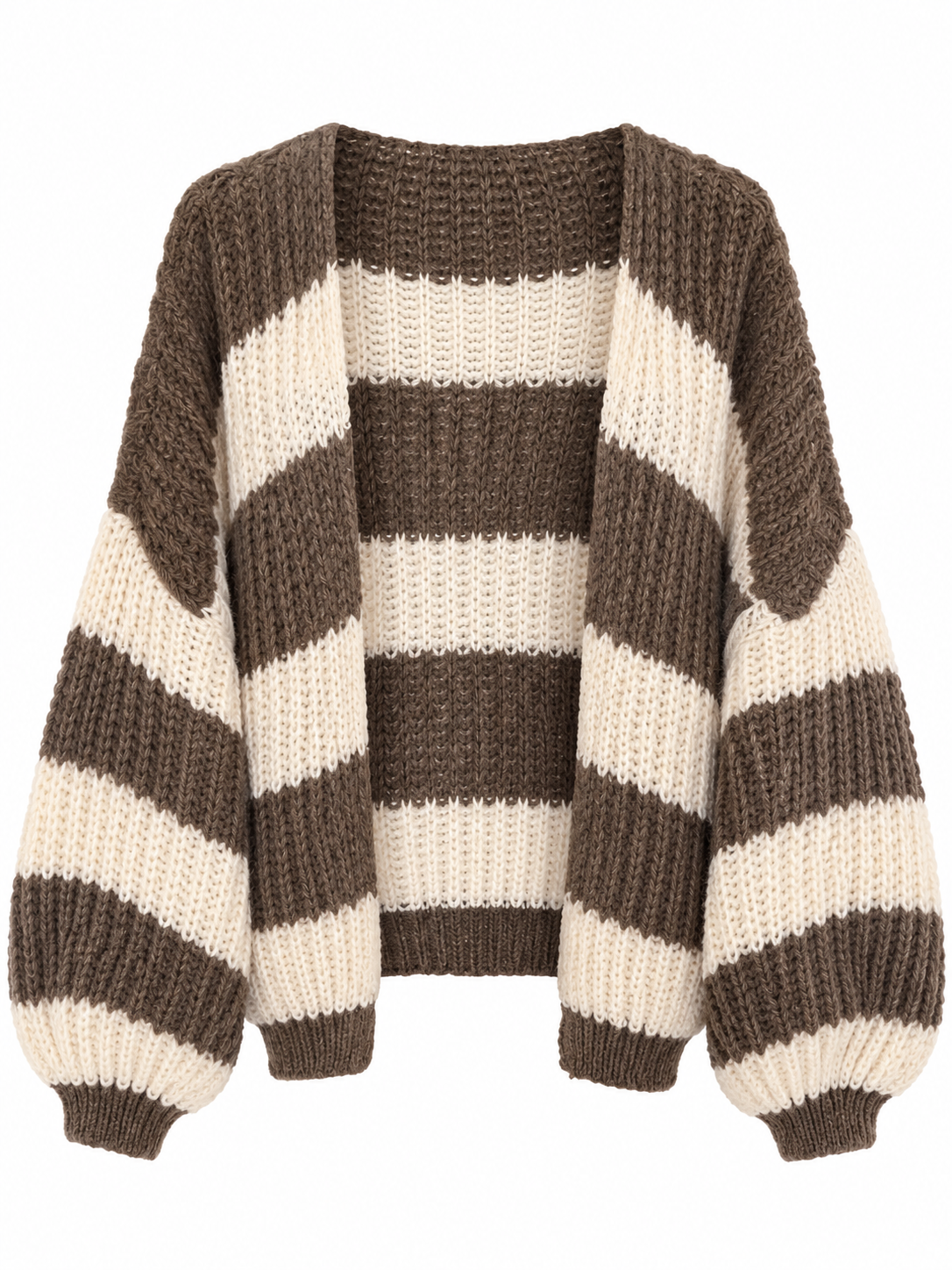 Cardigan chunky – brun et beige