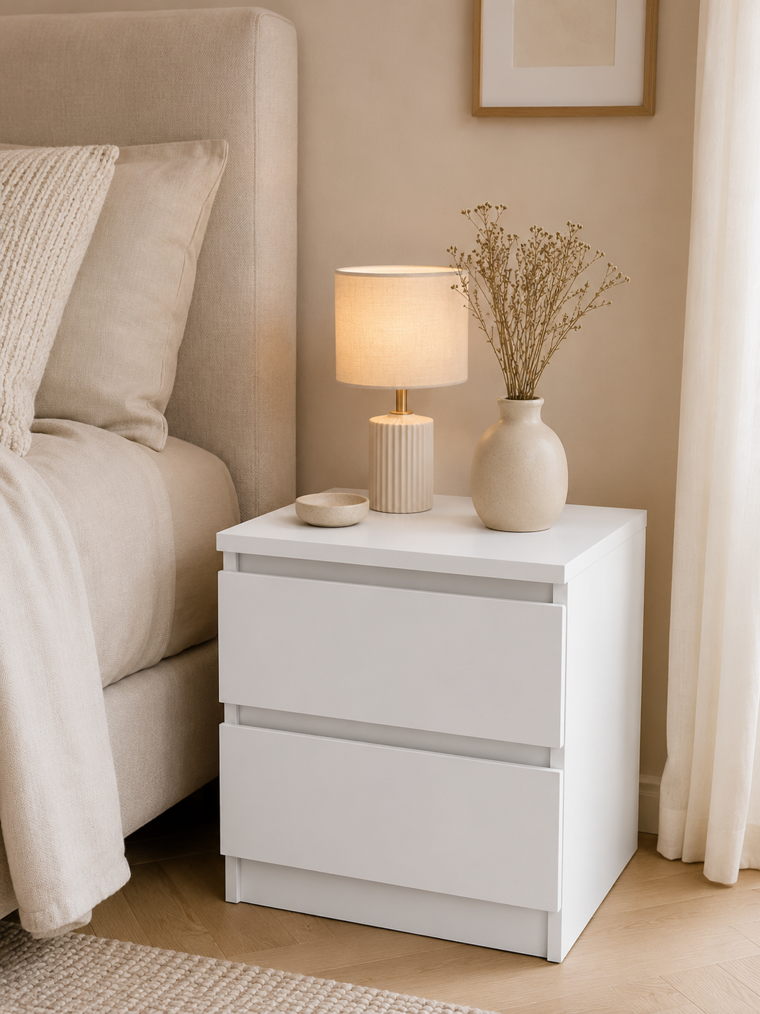 Table de chevet - White 2 tiroirs