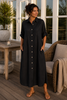 Robe Violetta - Mélange de lin noir