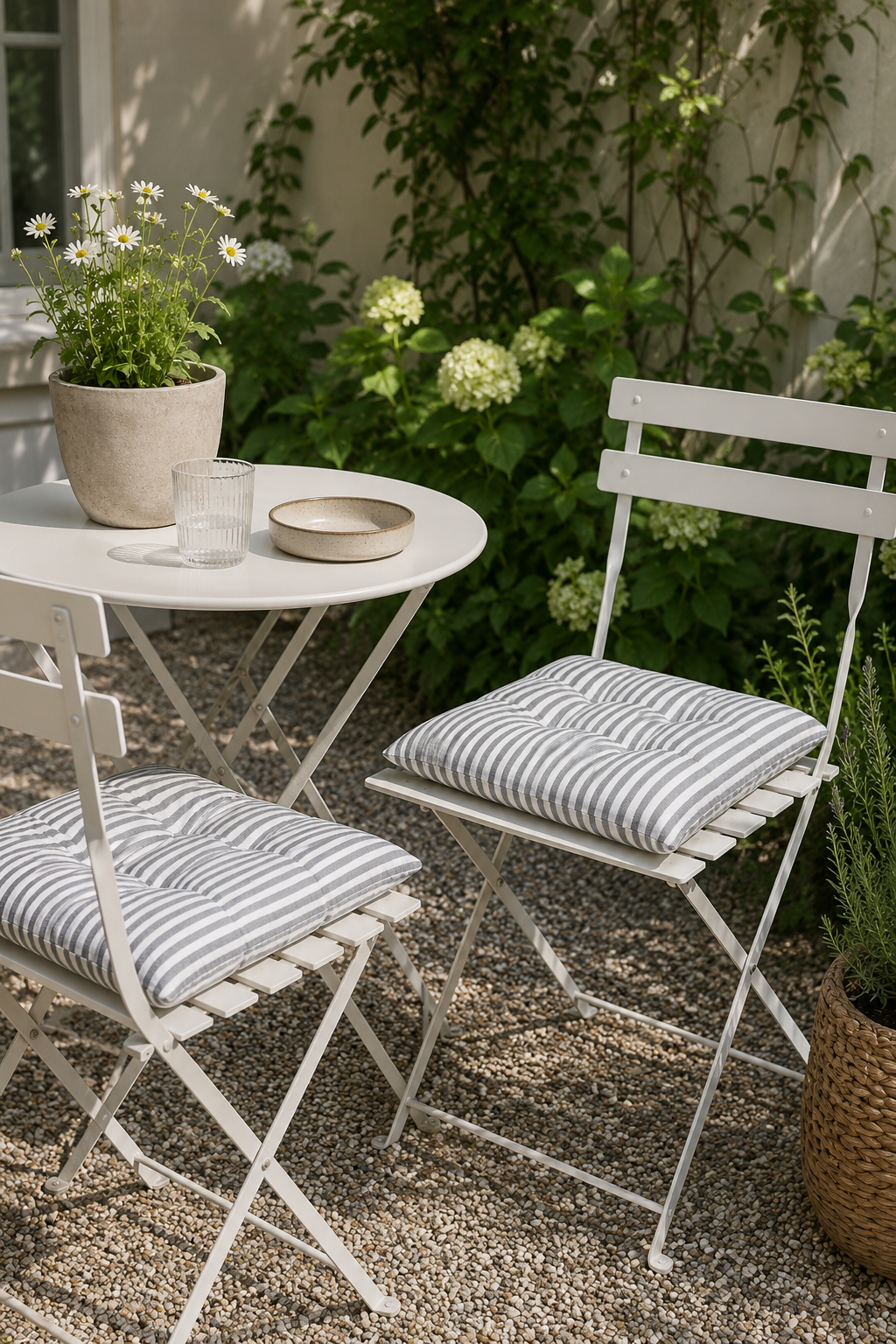 Coussin de jardin futon – Gris / Blanc 40×40