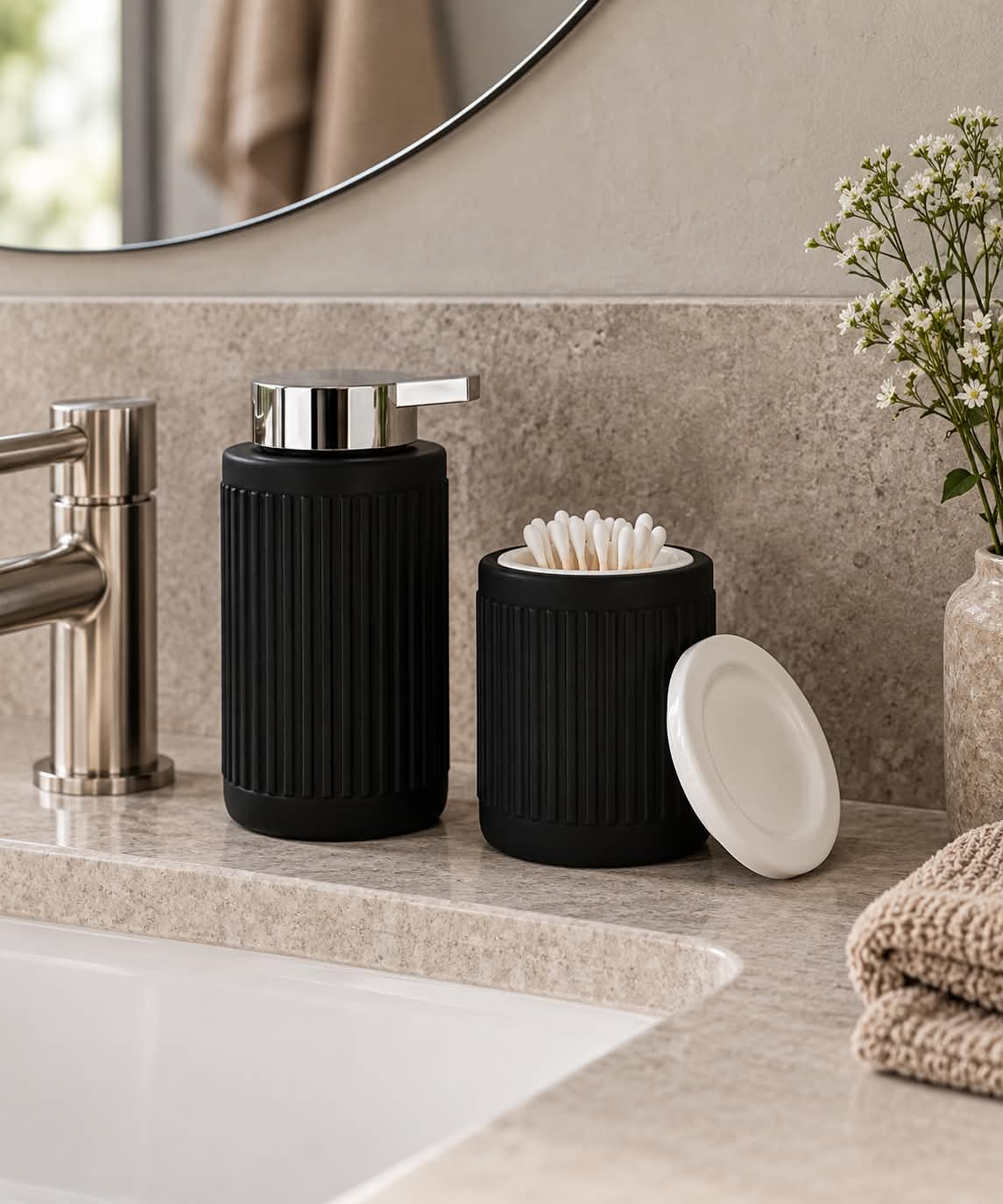 Pot de rangement Daily Soft – Porcelaine blanche/noire