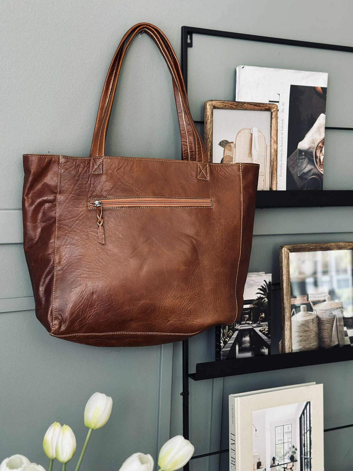 Shopper Anna cognac leather