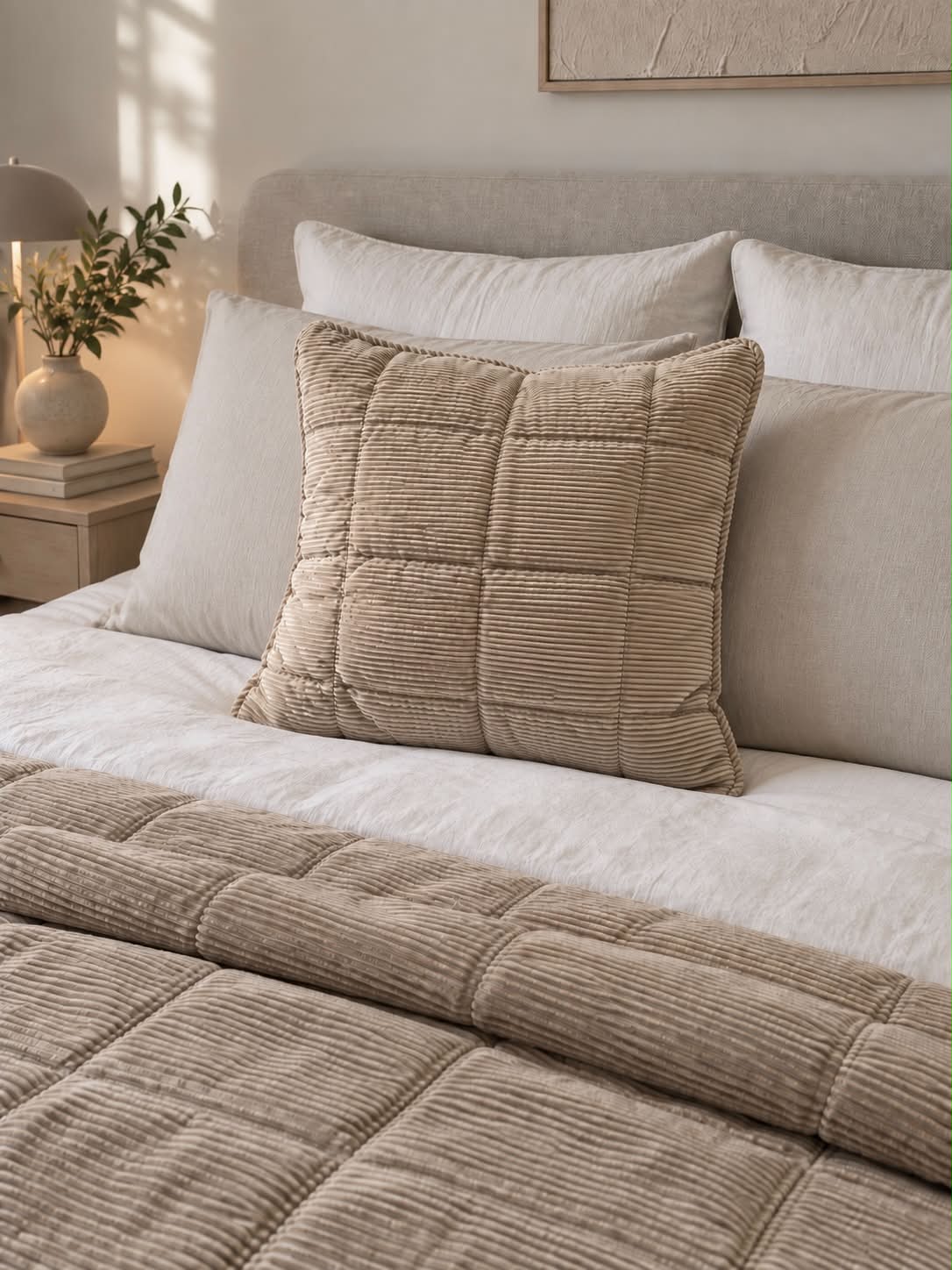 Housse de coussin en velours - Cappuccino