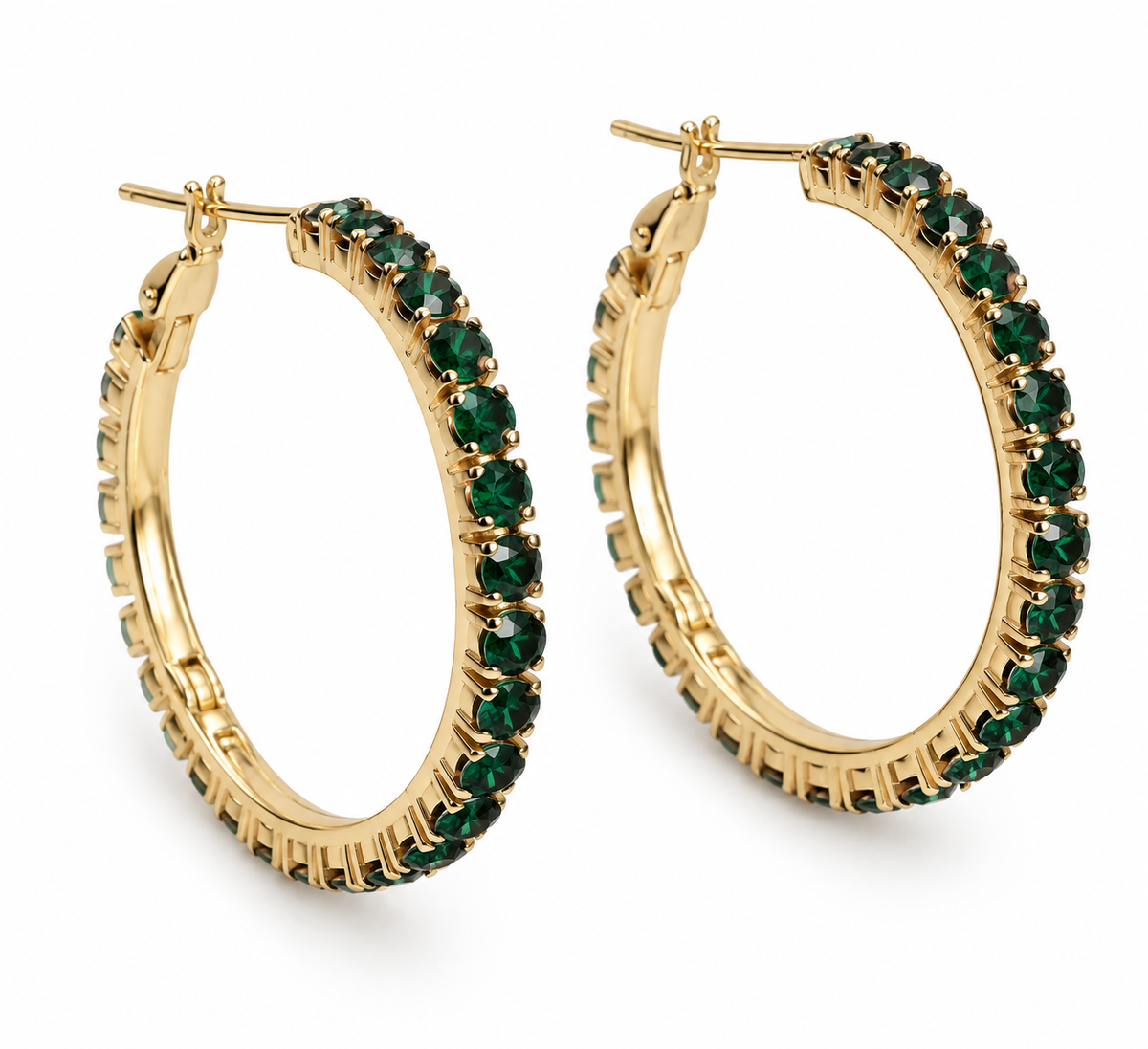 Boucles d’oreilles Smilla Hoops plaquées or 18K - Vert foncé