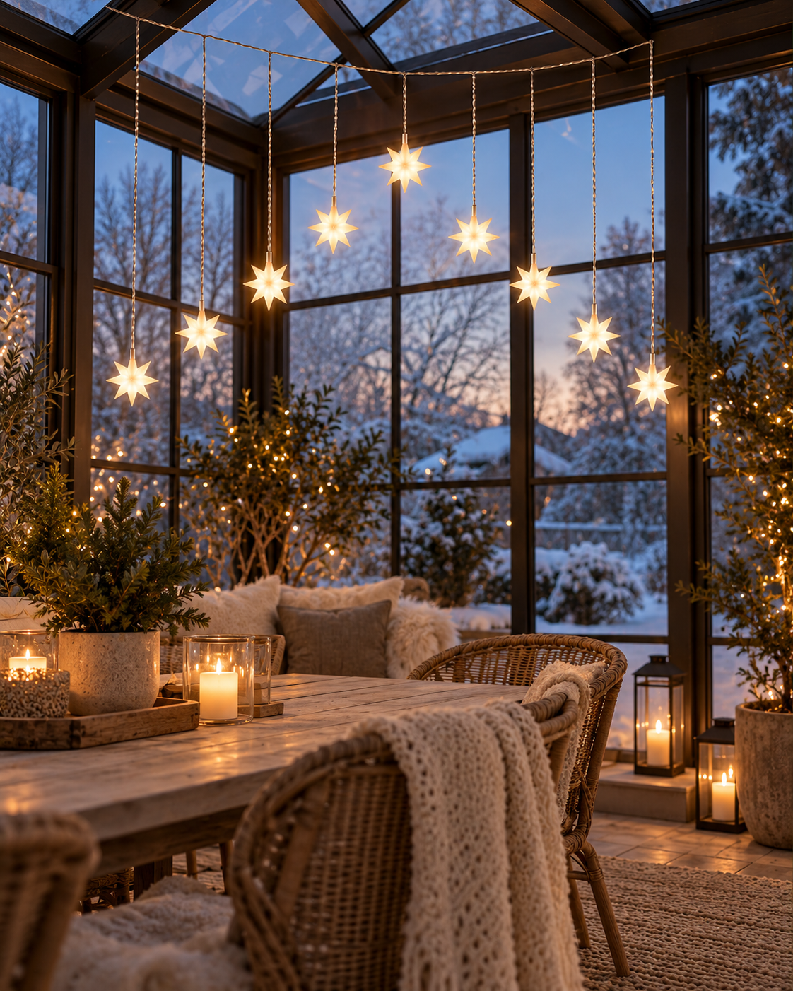 Guirlande lumineuse avec étoiles - Homologuée pour intérieur et extérieur