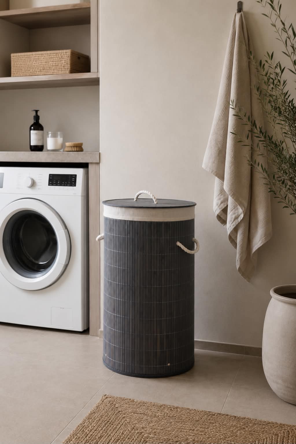 Panier à linge en bambou - Gris