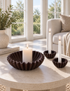 Ensemble plateau et bougeoirs WAVE - Brown