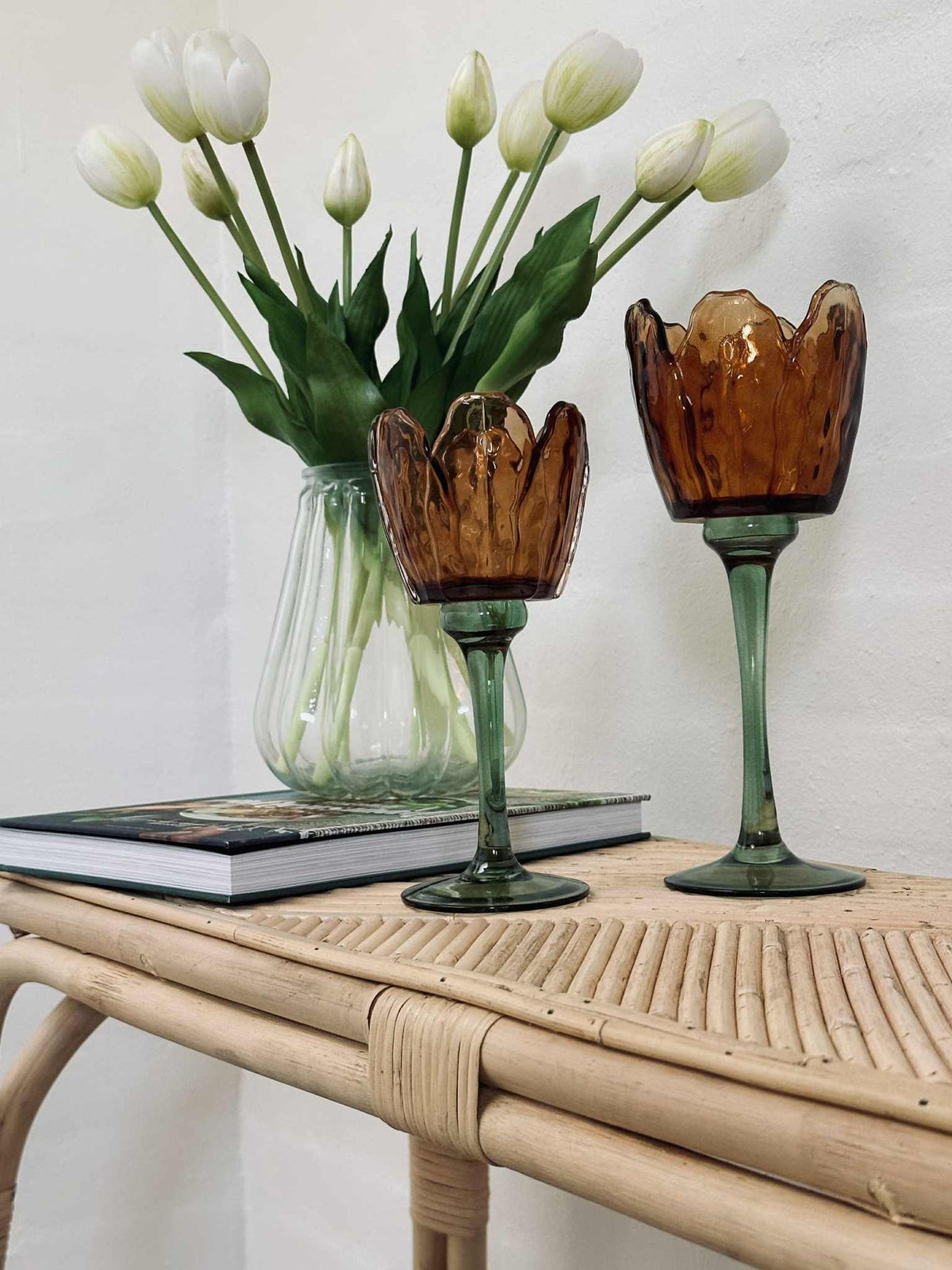 Bougeoir flower - Ambre / vert