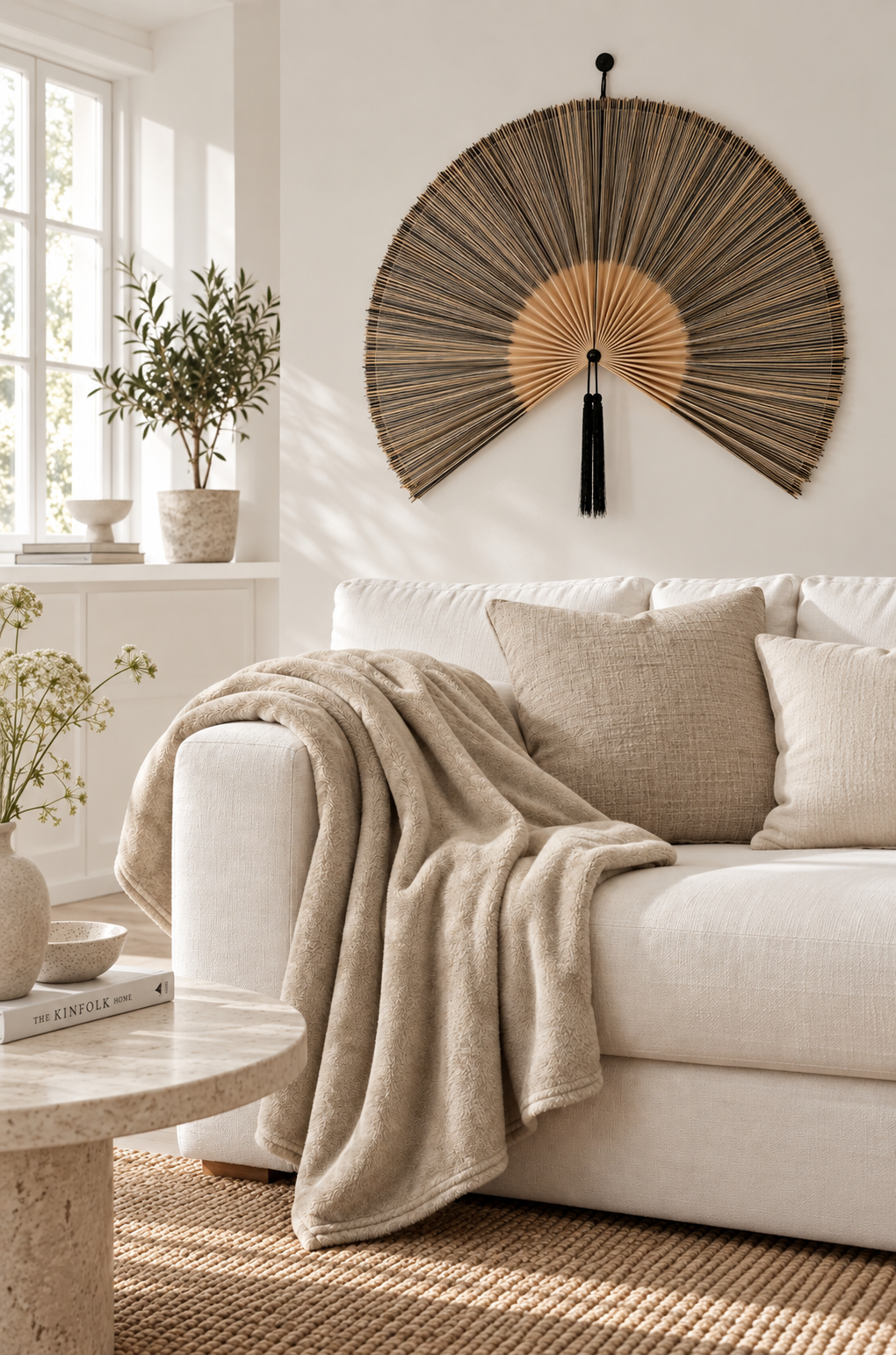 Éventail Nature / Rayé noir – décoration murale