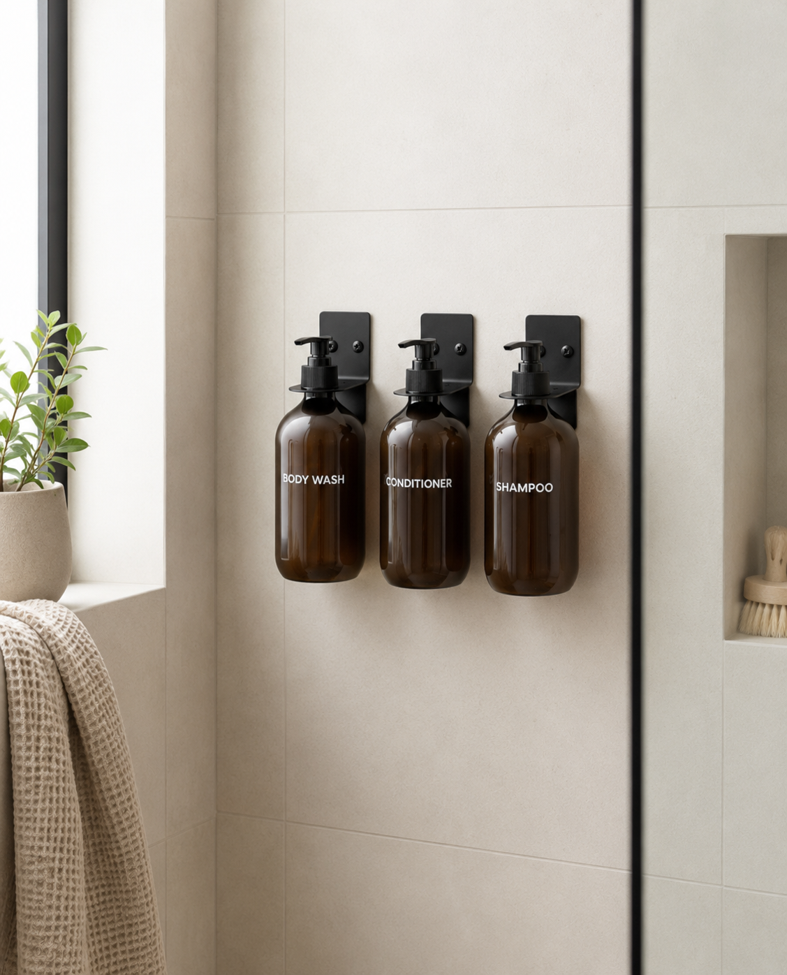 Ensemble de distributeurs de savon - 3 flacons avec support