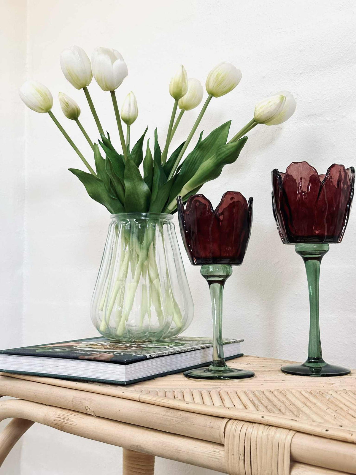 Bougeoir flower - Bordeaux / vert