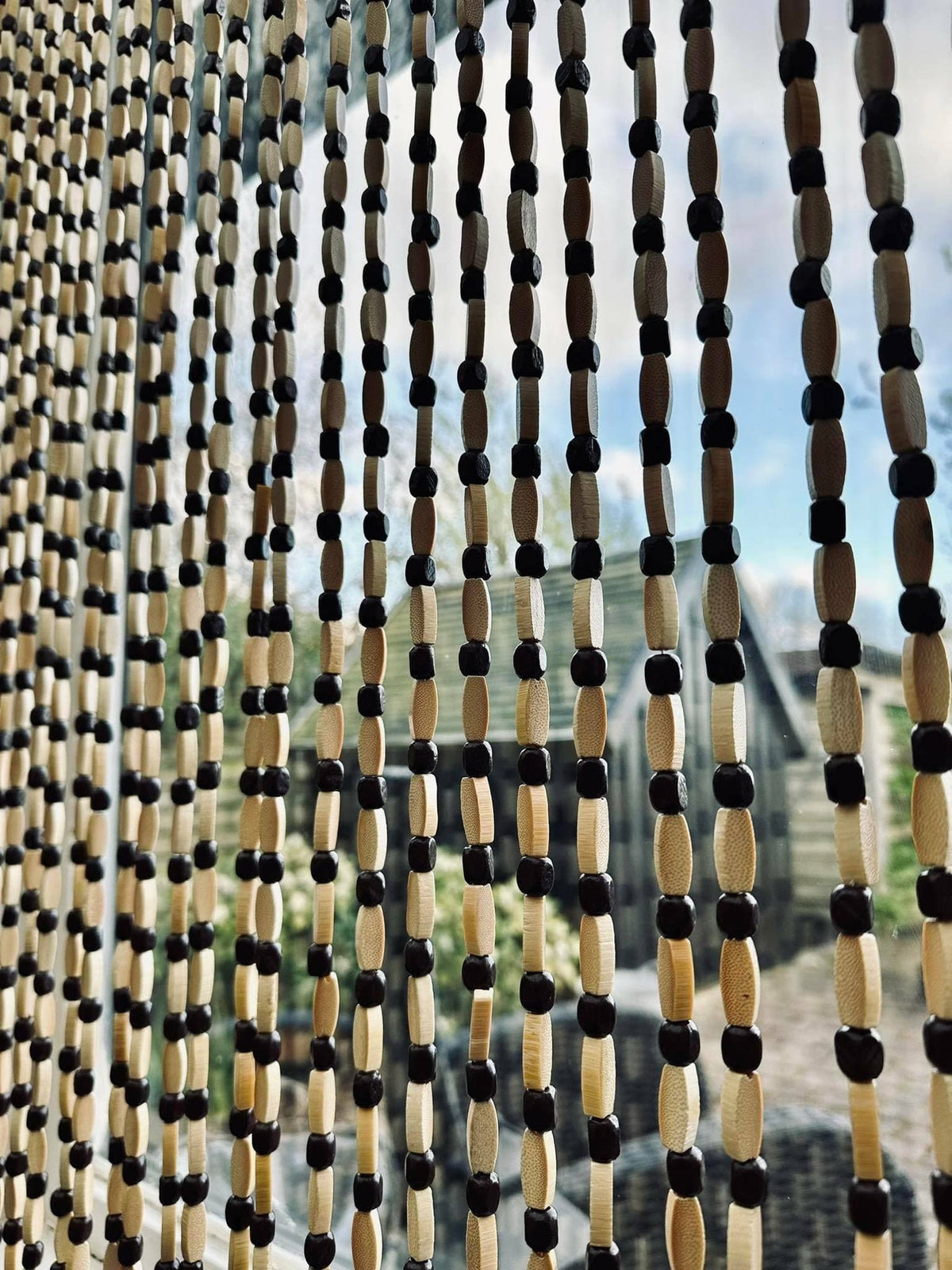 Forhæng i Natur træperler - Brun 90x200cm - VIAMAJA.DK